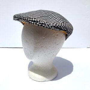 VTG Christys’ London Grand Prix Houndstooth Flat Cap Black/White Size 7¼